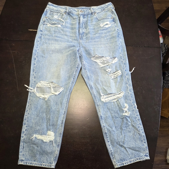 American Eagle Outfitters Denim - American Eagle Mom Jeans Womens Size 16  Light Blue Distressed